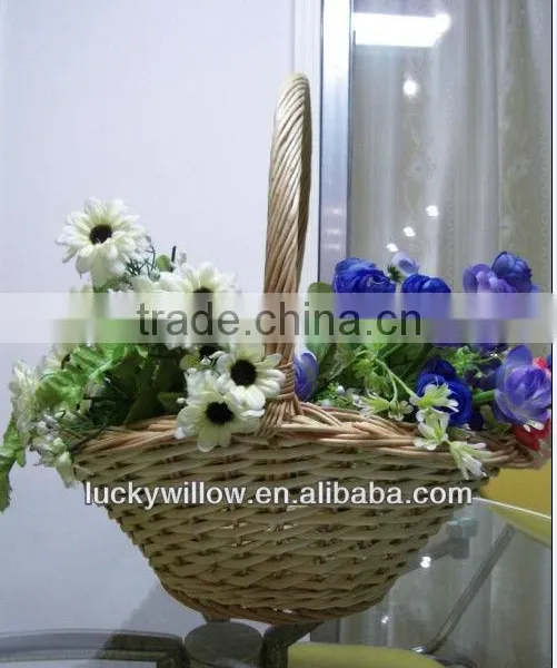 White Wicker Basket With Handle photo-6