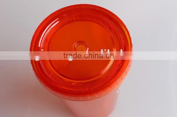 Double Wall Plastic Red Tumbler With Straw Lid 16oz photo-2