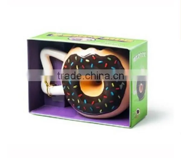 Lovely Ceramic Donuts Mug Chocolate Glaze Doughnut CoffeeMug With Sprinkles photo-2