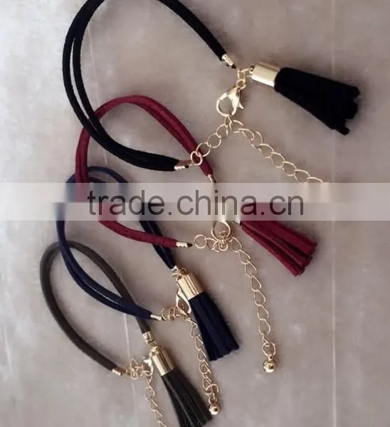 Suede Leather Bracelet Velvet Tassel Bracelet Bohemian Tassel Bracelet photo-2