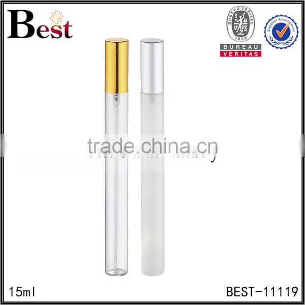 Best Selling Cosmetic Packaging 15ml Yiwu Clear Perfume Bottle Thin and Long Golden Silver Aluminum Spray Glass Bottle Perfume photo-4