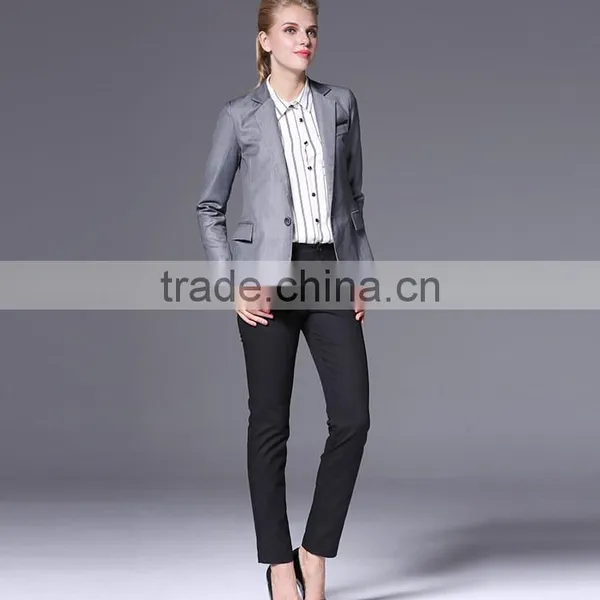 2016 Office Ladies Suits Slim Cut Ladies Tuxedo Pant Suit photo-2