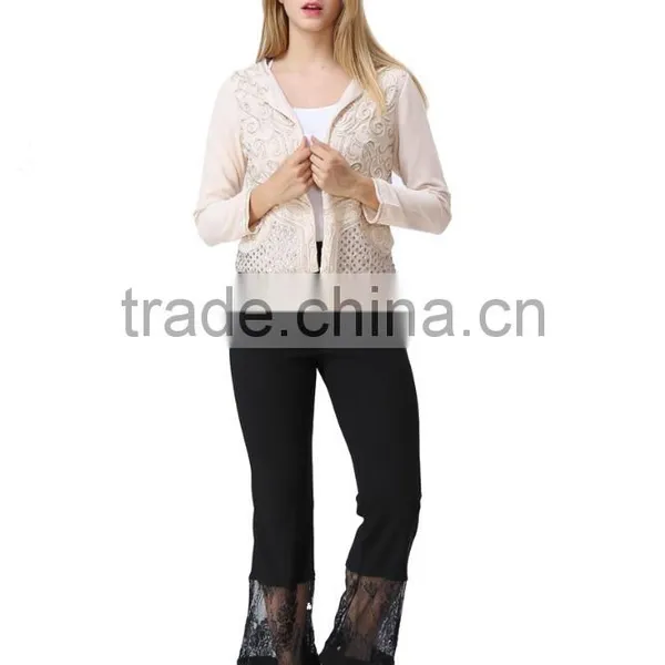 Guangzhou Factory Casual Beautiful Lady Blazer /Jacket With Embroideried Detail for Ladies photo-3
