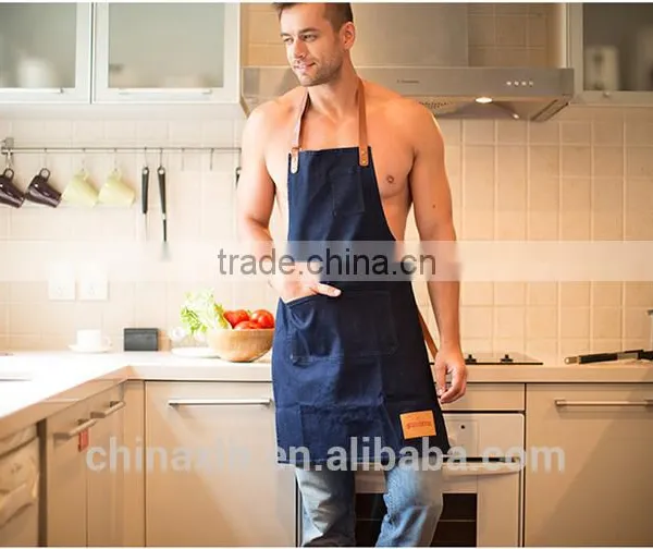 Fashion Bib Apron With Leather Strap for Work photo-2
