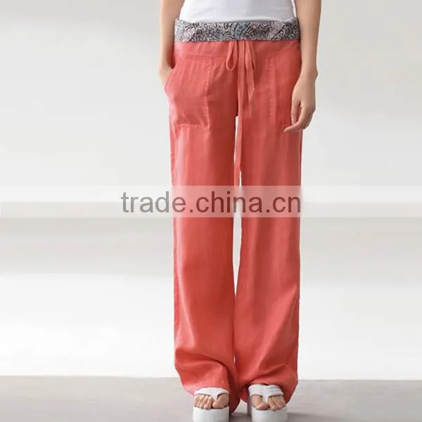 2015 Autumn Women's Garment Clothing Factory New Arrival Casual Smart Loose Fit Linen Cotton Female Trouser photo-2