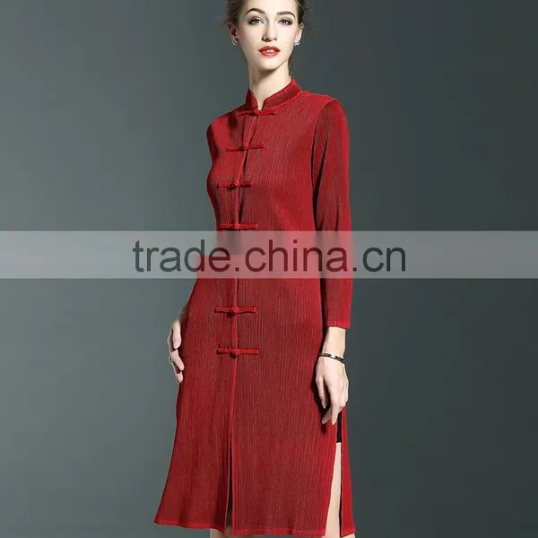 2017 New Slim Plicated Cheongsam One Piece Dresses photo-2