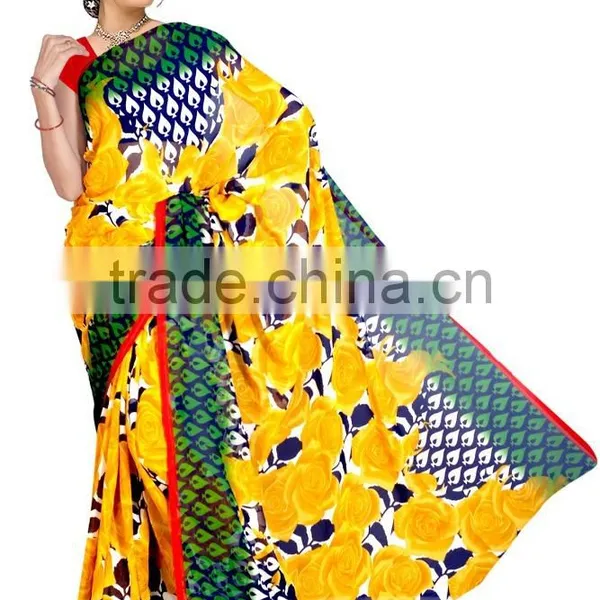 Polyster Saree With Blouse photo-2