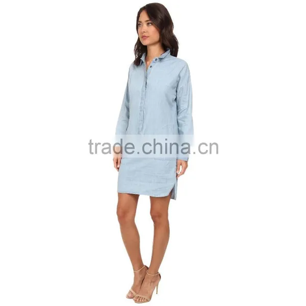 Wholesale Long Sleeved Denim Dress Patterns photo-3