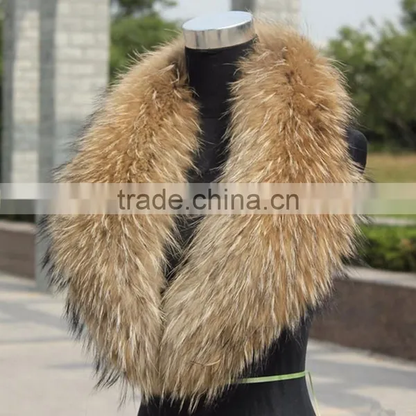 Myfur 2016 China Wholesale Natural Raccoon Fur Hood Trim Detachable Women Leather Collars photo-4