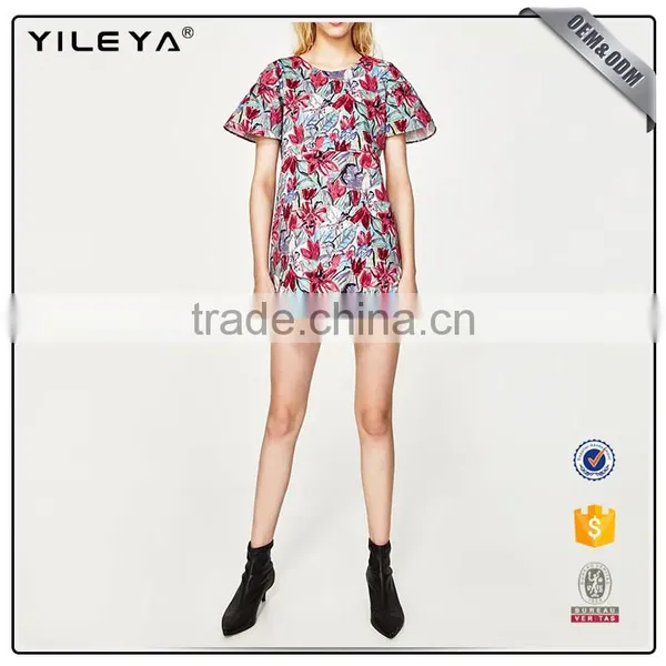 2016 Floral Printed Fabrics Woman Dress One Piece Design Loose Dress Woman photo-2