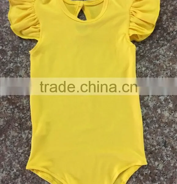 Toddler Girls Soild Color Cotton Romper Flutter Sleeve Romper Baby Bulk Boutique Baby Girl Rompers Wholesale 2016 photo-4