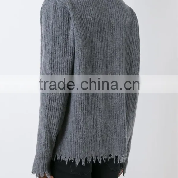 Top Selling High Quality Customed Printing Mens Grey Cardigan Mens Sweater Design With Buttons Closure photo-3