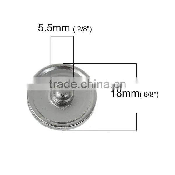 18mm Resin Fit Snap Button Bracelets Round Silver Tone At Random Elephant Pattern , Knob Size: 5.5mm photo-2