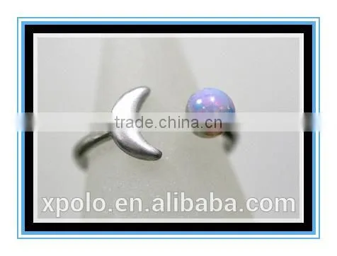 2016 Fashion Design Crescent Moon With Genuine Vintage Fire Opal Stone Ring Yiwu Wholesale photo-3