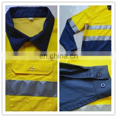 Navy 100% Cotton Drill Ladies Outdoor Workwear Women Flame Retardant Working Shirt for Industrial Safety Shirt photo-3