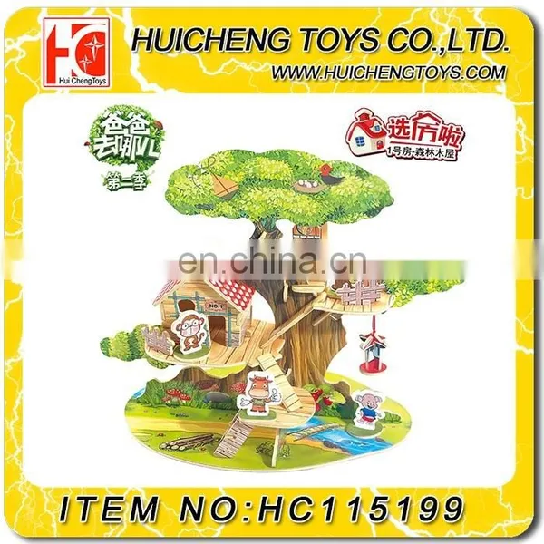 DIY Wood House DIY Toy Children Making Wood Material House Have ASTM EN71 EN62115 Test Paper