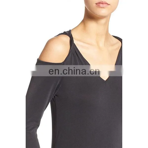 Fashion Design Cold Shoulder Top Latest Long Sleeve Shirt Ladies Blouses & Tops photo-5