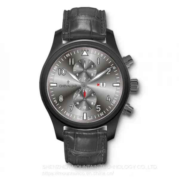 Stainless Steel Fashion Wrist Watch Man Quartz Watches Multi-function Genuine Leather Watch photo-2