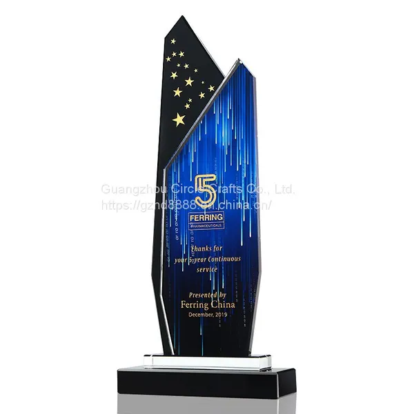 New Arrival Crystal Trophy Custom Content High Standard K9 Crystal Color is Rich Business Gift Crystal Glass Trophy