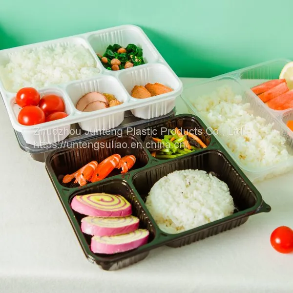 3/4/5 Compartment Disposable Plastic Food Container Food Grade PP Meal Pre Lunch Box With Lid photo-2