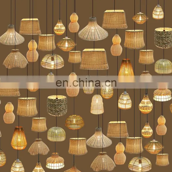 Restaurant Hanging Home Decor Chandelier Led Ceiling Bed Bamboo Bedside Covers Shades Decorative Lanterns Rattan Pendant Lamp