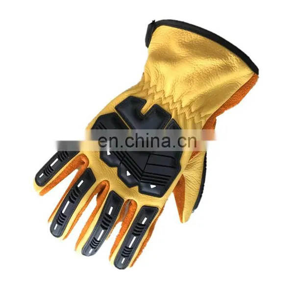 Cowhide Leather Outdoor Work Gloves Anti-vibration Full Finger Impact Protection Safety Work Gloves photo-3
