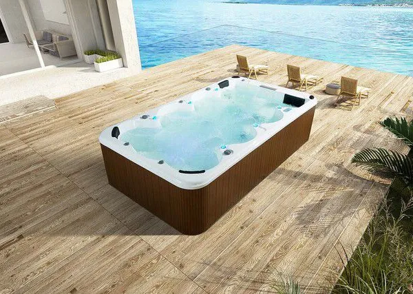 Smart Outdoor Infinity-Swimmbad-Villa mit familienfreundlichem Surfen und temperaturgeregeltem, fertigem Acryl-Privatpool ohne Ende