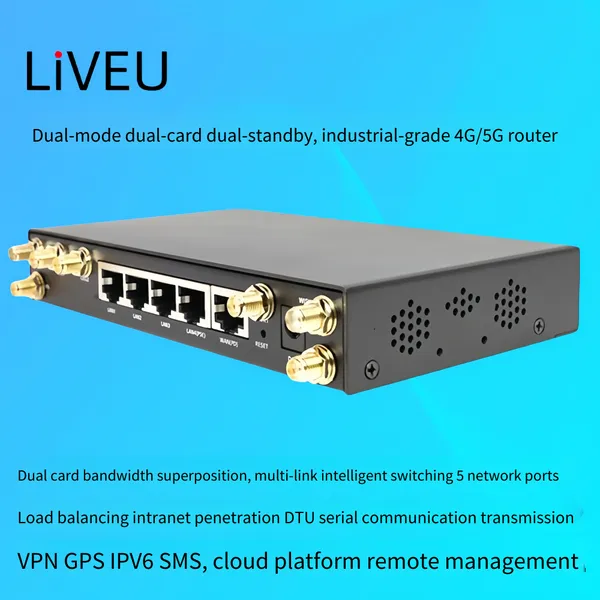 Liveu Multi-card 4g Industrial Wireless Router, Support Three Networks, Dual-mode and Dual-card Dual-standby, 5 Ethernet Ports, Wi-fi, Cloud Platform for Remote Operation and Maintenance of Plc, All-metal Shell, Dtu Serial Communication photo-3