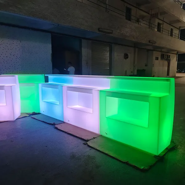Modern Rustic LED Bar Counter Table Commercial Top Hookah Illuminated Party Furniture Plastic Lounge Bar Hotels Parks