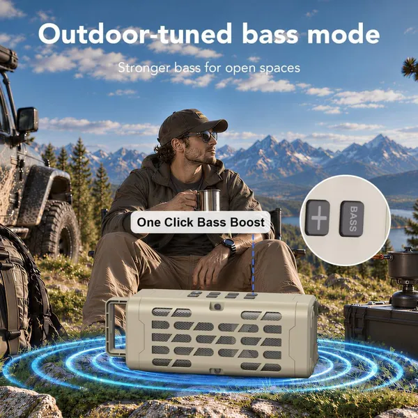 Portable Bluetooth Speaker, Rugged Magnetic Outdoor Speaker, IPX7 Waterproof, 70W Peak photo-3