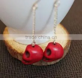 Wholesale Hand Carved South Jade Human Cute Skull Pendant Earrings photo-2