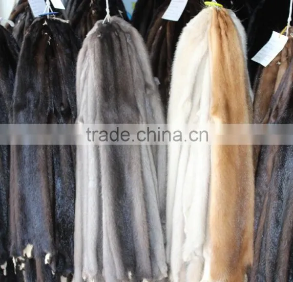 Cheap Price Luxury Raw Real Mink Fur Pelt Black Coffee Natural Fur Plate photo-4