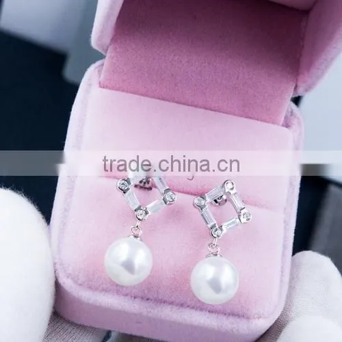Hot Sale Newest Popular 925 Silver cz Pearl Earrings for 2015