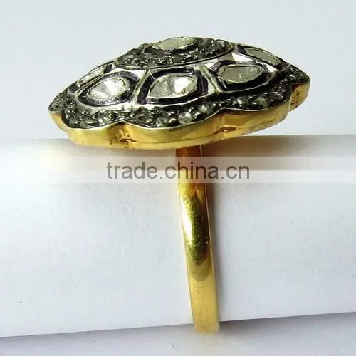 Wish Left !! Diamond & Polki 925 Sterling Silver Ring, Oxidized Silver Jewellery, Silver Jewellery India photo-6