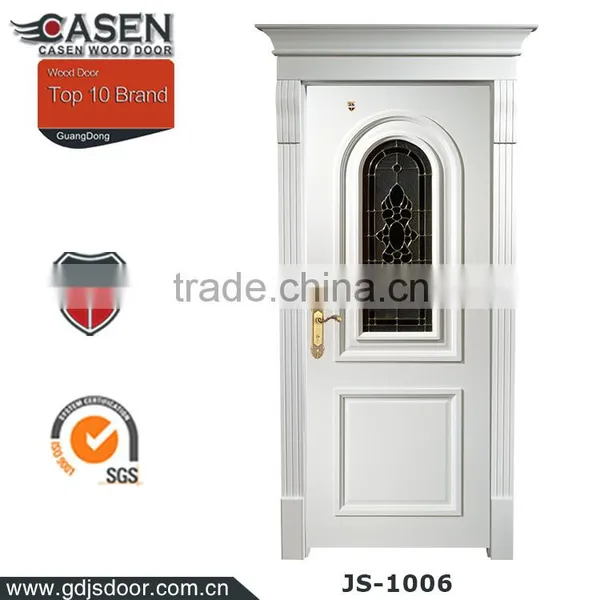 Single Swing Mahogany Solid Wood Tempered Glass Door photo-6
