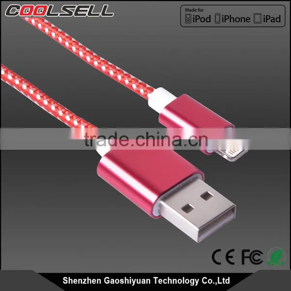 Original High Quality Mfi Custom Logo Colorful Nylon Braide USB Data Cable for Iphone 5 Mfi Charger Cable Mfi Certified photo-3