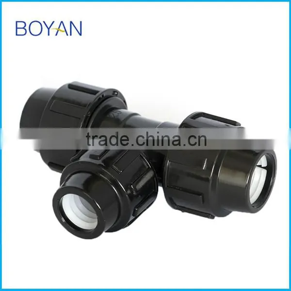 China Wholesale Plastic Equal PP Black Compression Tee For Irrigation Pipe Fitting photo-2