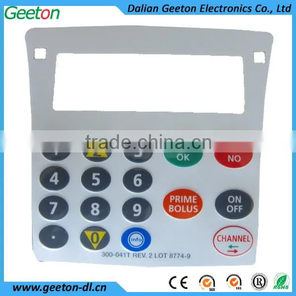 China Custom Polycarbonate Push Button Membrane Graphic Overlay Manufacture