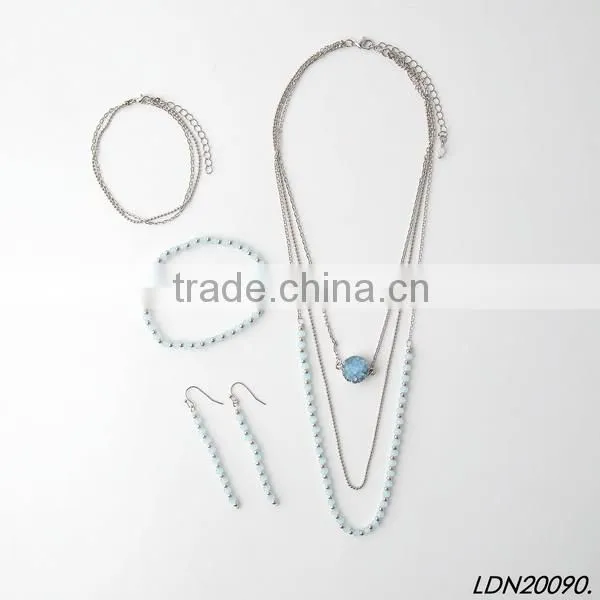 Fashion Silver Chain Necklace and Glass Beaded Necklace Druzy Necklace With Matching Earrings and Btacelet Supplier's Choice photo-3