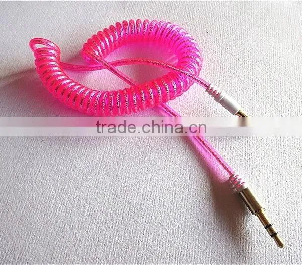 Fashion Audio/DC3.5MM Transparent Spiral Gold-plated Cable photo-3
