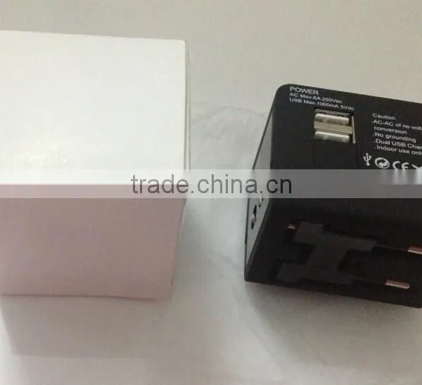 US EU UK AU Plug 5V 2.1A 2 USB Worldwide Universal Travel Adapter Charger photo-3