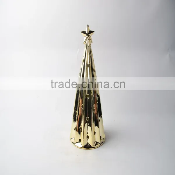 Golden Ceramic Christms Tree Candle Holder & Ceramic Lamp photo-2
