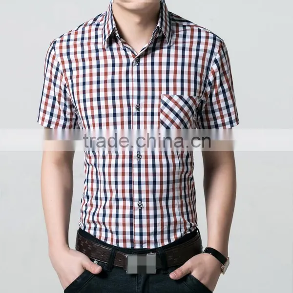 Mixed Color Contrast Stand-up Collar and Cuff Cotton Dress Shirt for Men photo-3