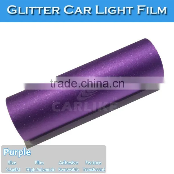 12"x394" New Arrival High Grade Glitter Light Black Car Headlight Wrap Film photo-3