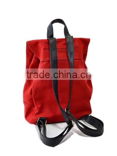 100% Cotton Red Color Drawstring Backpack for School Teenagers photo-2