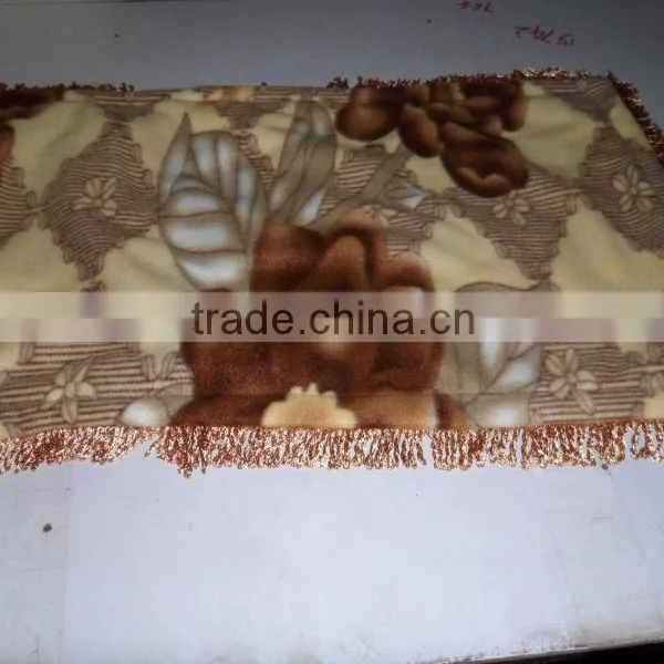 3pcs 100% Polyester Fleece Bedsheet With 3 Side Lace