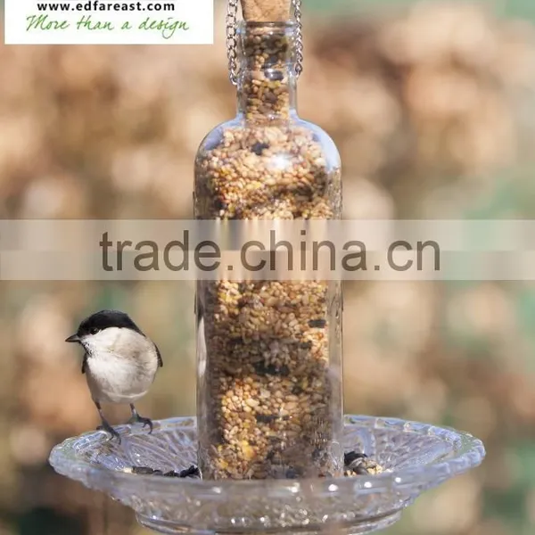 Hobnail Glass Bird Feeder Garden Decoration photo-3