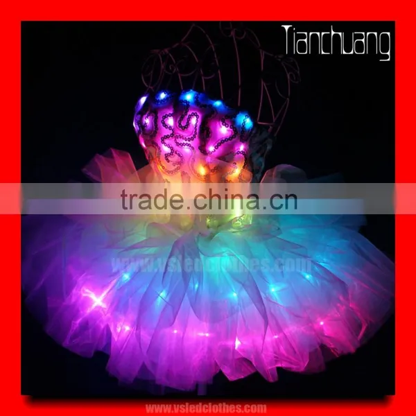 LED Ballroom Dancing Dresses Girls, Remote Control Modern Girls Dresses photo-4