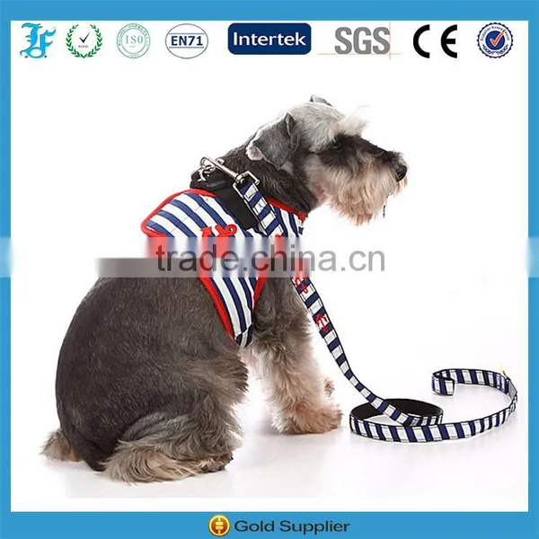 Blue & White Striped Sea Navy Pet Dog Harness and Leashes photo-2