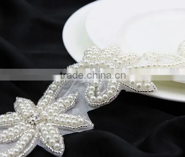 Big Fashion Elegant Handcrafted Pearl Beaded Trim for Wedding Dress R2711F01
